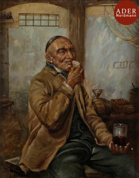 Null D. ABRAHAMSON (XXe siècle)
Juif au verre de vin
Huile sur panneau.
Signée e&hellip;