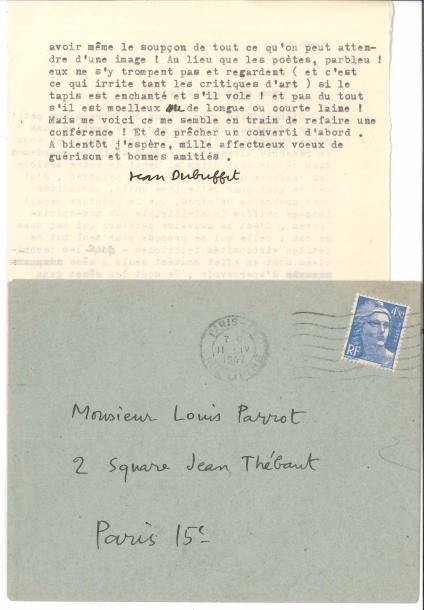 Null Jean DUBUFFET (1901-1985). L.S., dimanche [11 avril 1947 ?], à Louis Parrot&hellip;