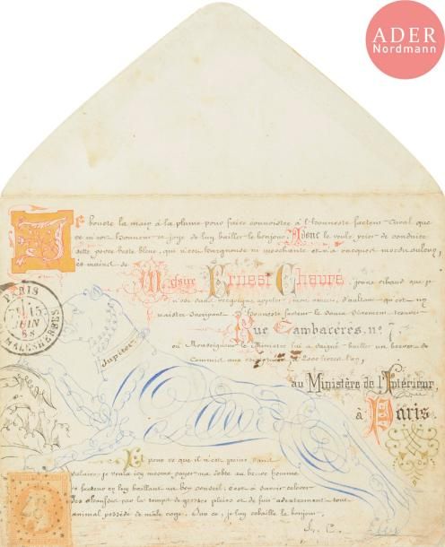 Null ECOLE FRANCAISE DU XIXE SIECLE
Le félin Jupiter, calligraphie, 1868
Encres &hellip;