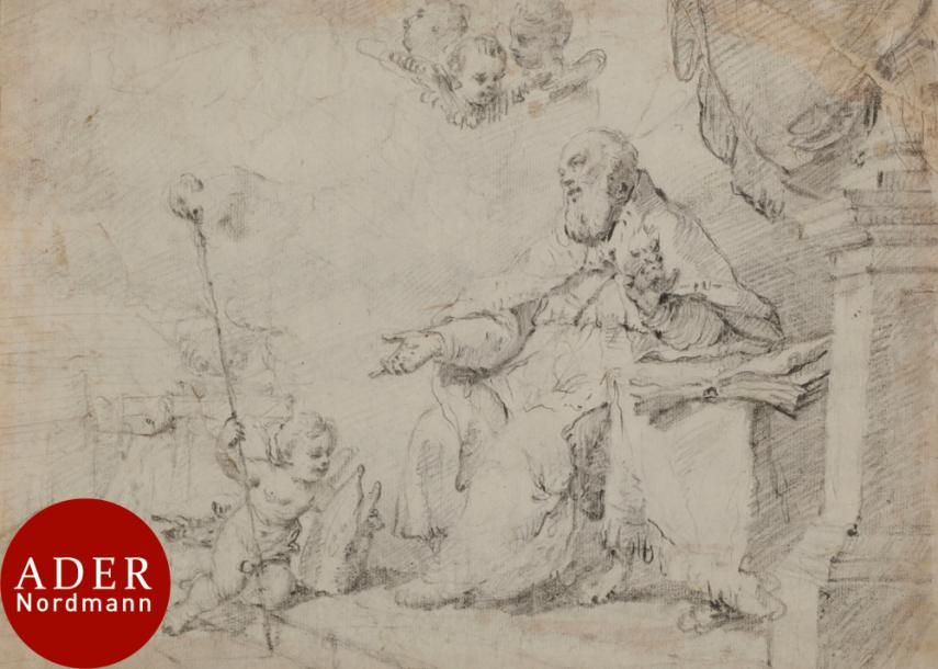 Null ÉCOLE ITALIENNE du XVIIIe siècle
Saint Augustin entouré de putti
Crayon noi&hellip;