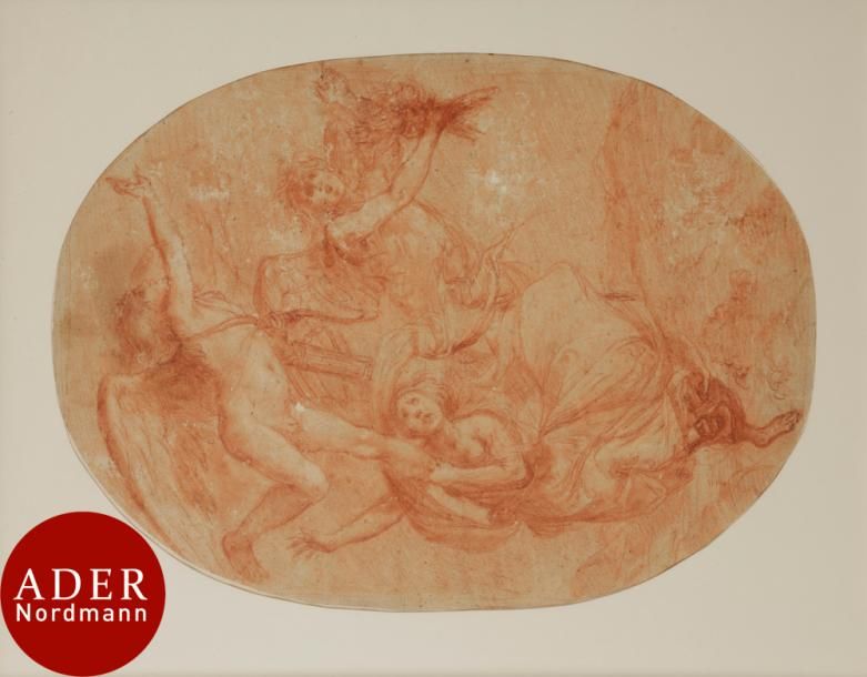 Null ÉCOLE FLORENTINE du XVIIe siècle
Projet de plafond avec trois figures
Sangu&hellip;