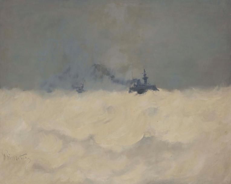 Null René PRINCETEAU (1843-1914)
Bateau dans la tempête
Huile sur toile
Signée e&hellip;