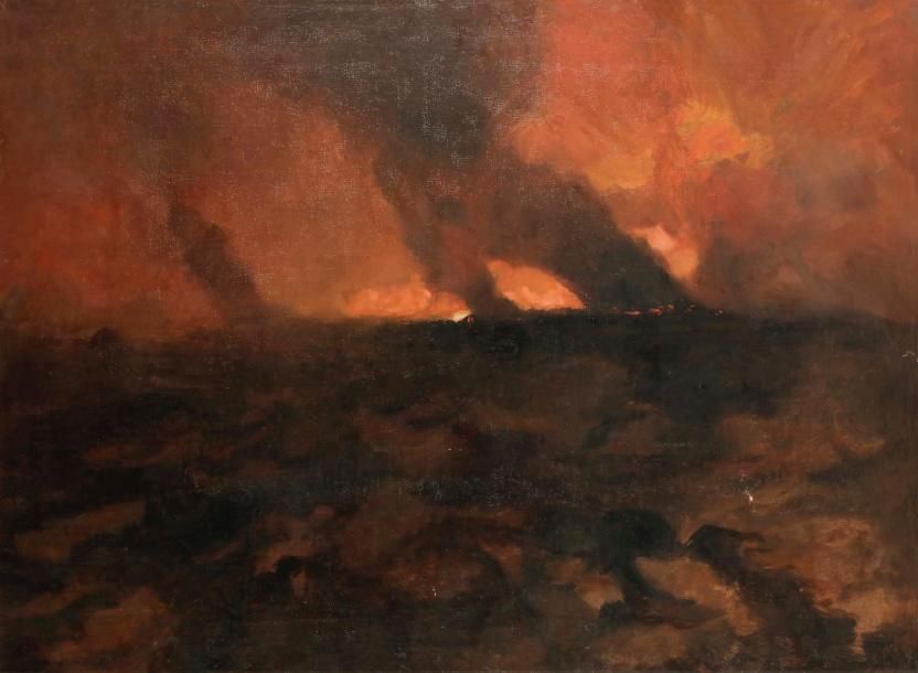 Null René PRINCETEAU (1843-1914)
Incendie
Huile sur toile
Non signée.
(Rentoilée&hellip;