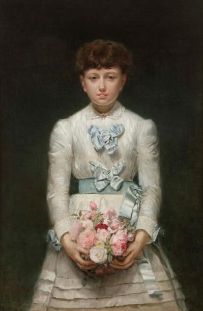 Null Ignacio DE LÉON Y ESCOSURA (1834-1901)
Jeune fille au bouquet de fleurs, 18&hellip;