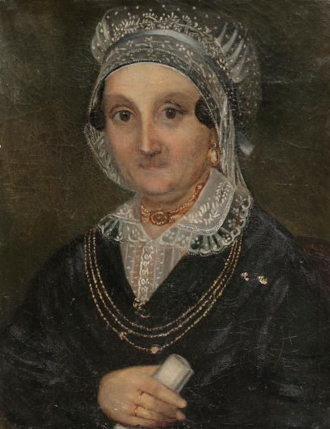 Null France, XIXe siècle
Portrait d’une femme en buste portant coiffe et bijoux &hellip;