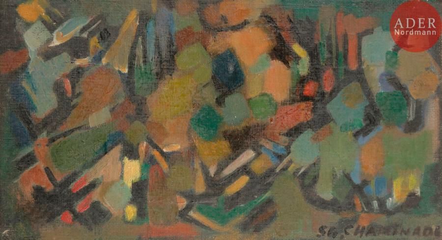 Null Albert CHAMINADE (1923-2010)
Composition, 1956
Huile sur toile.
Signée et d&hellip;