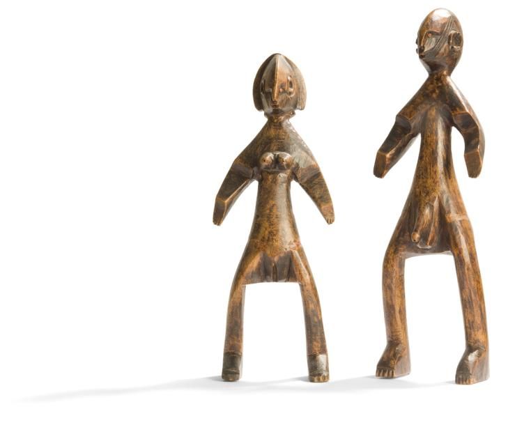Null Une couple de statuettes aux yeux incrustés.
Bambara ou Minianka, Mali
Bois&hellip;