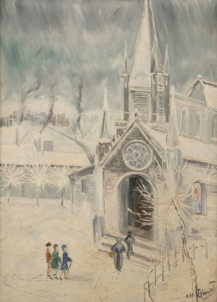 Null Eugène TABOURET (XIXe-XXe siècle)
à l’église en hiver, vers 1925-30
Huile s&hellip;