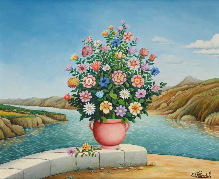 Null Émile BLONDEL (1893-1970)
Vase de fleurs
Huile sur toile.
Signée en bas à d&hellip;