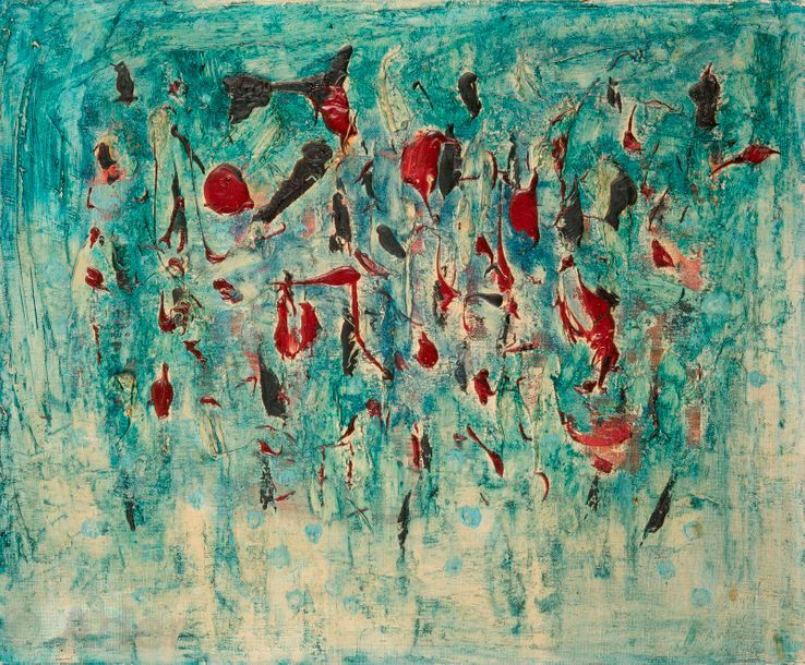 Null Antal BIRÓ [hongrois] (1907-1990)
Composition, 1960
Huile sur toile.
Signée&hellip;
