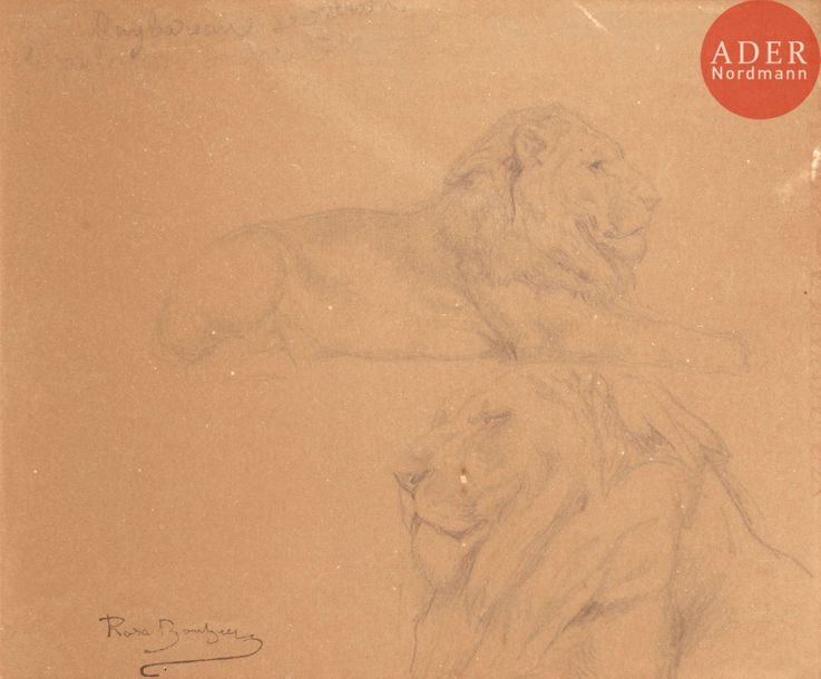 Null Rosa BONHEUR (1822-1899)
Étude de lions
Crayon sur papier bistre.
Porte le &hellip;
