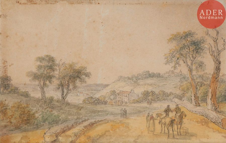 Null Georges MICHEL (1763-1843)
Paysage aux environs de Paris
Aquarelle, plume e&hellip;
