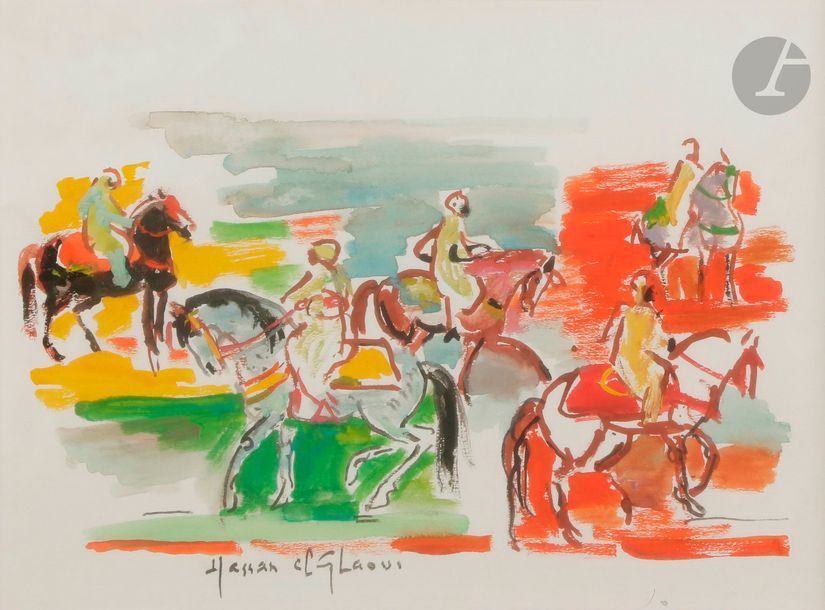 Null Hassan EL GLAOUI [marocain] (né en 1924)
Cavaliers
Gouache.
Signée en bas à&hellip;