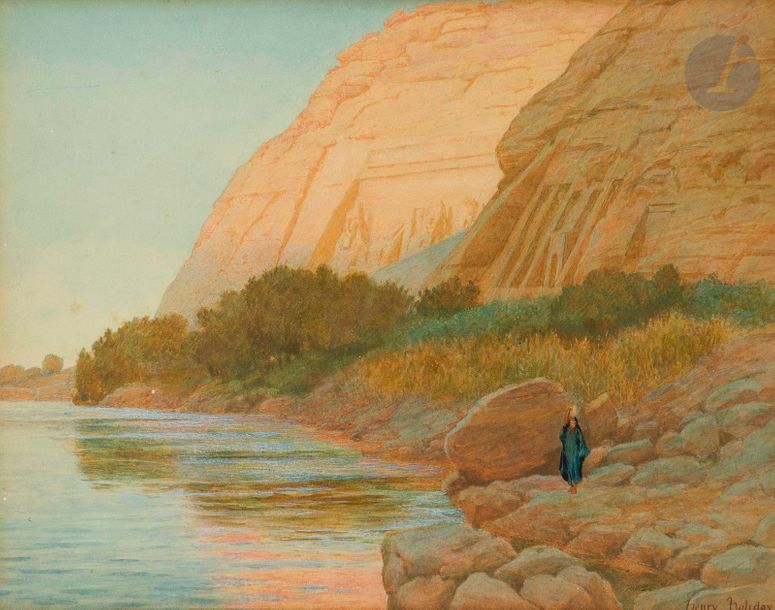 Null Henry James HOLIDAY (1839-1927)
Paysage à Abou Simbel
Aquarelle.
Signée en &hellip;