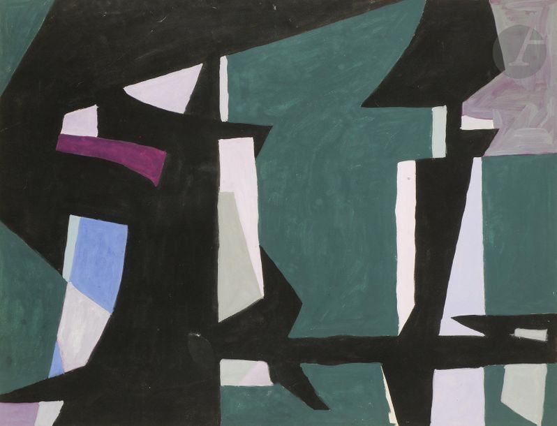 Null Ézéquiel BAROUKH [égyptien] 
(1909-1984)
Figures, 1951
Gouache.
Datée en ha&hellip;