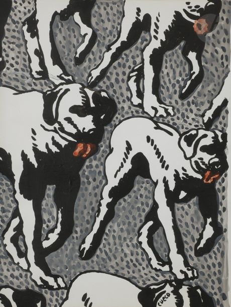 Null Henri CUECO (1929-2017)
Chiens
Gouache.
Signée en bas à droite.
34 x 25 cm