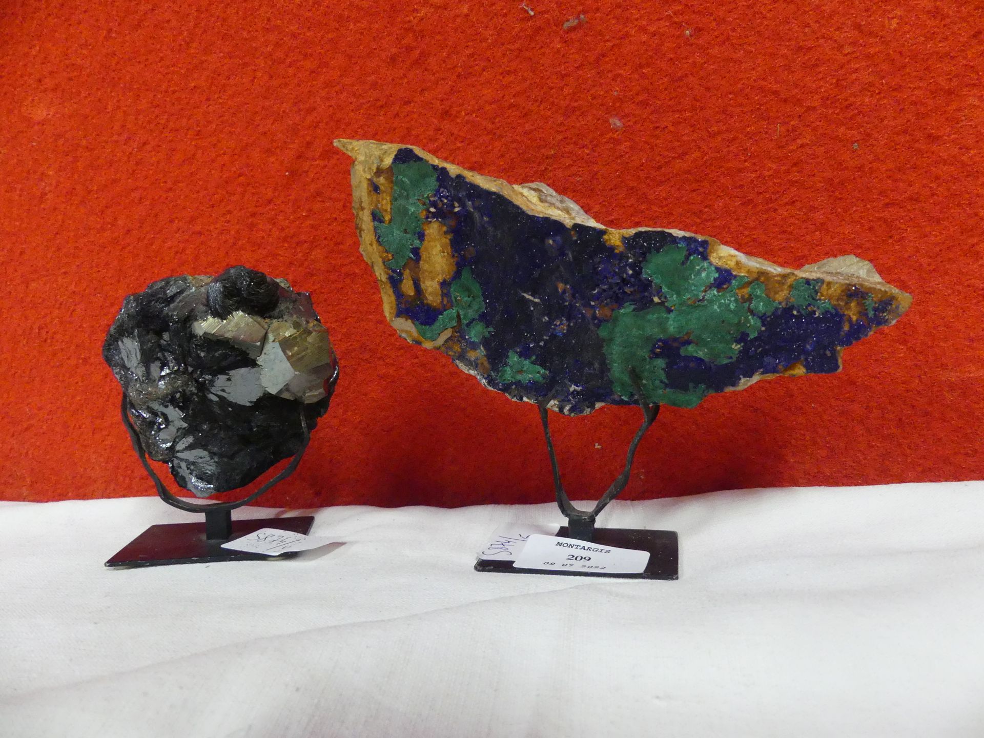 Une Pyrite et Hematite Azurite et Malachite 6.5 cm et 5 x 5 cm