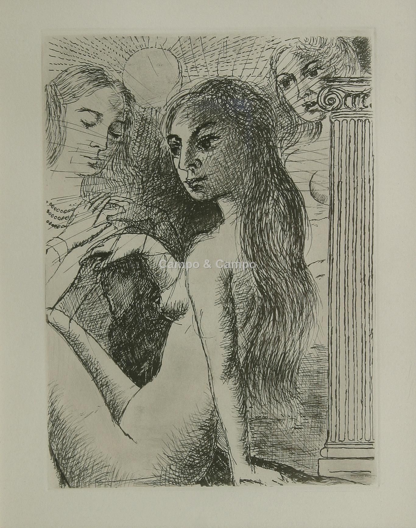 DELVAUX PAUL 1897-1994 'L'égalité des sexes'. Illustration du livre de Paul Elua&hellip;