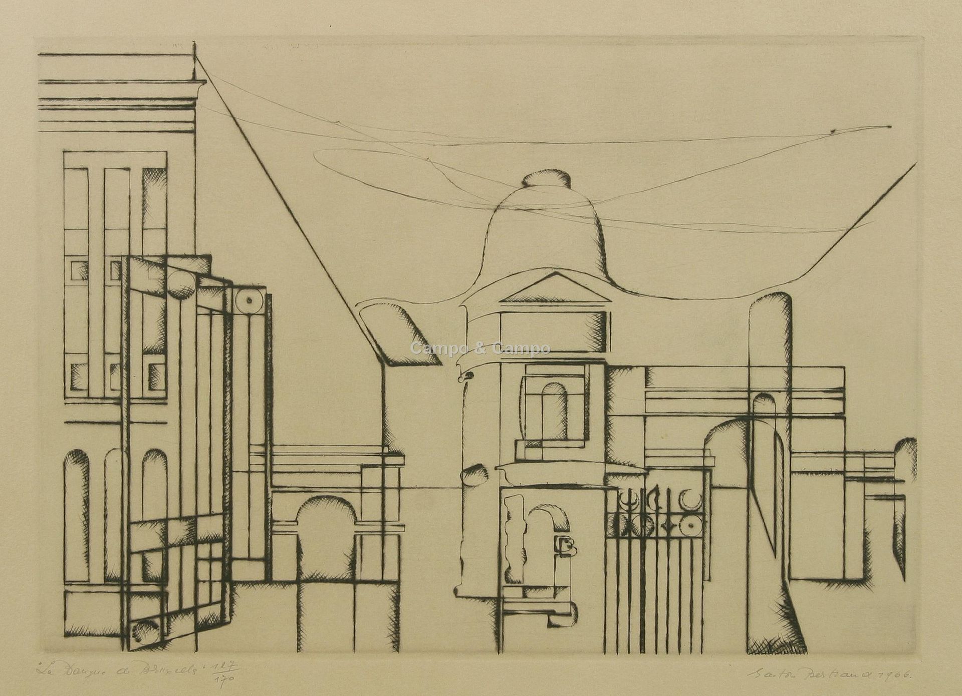 BERTRAND Gaston 1910-1994 'Architectuur, La Baque de Bruxelles'
Ets. Eau-forte
G&hellip;