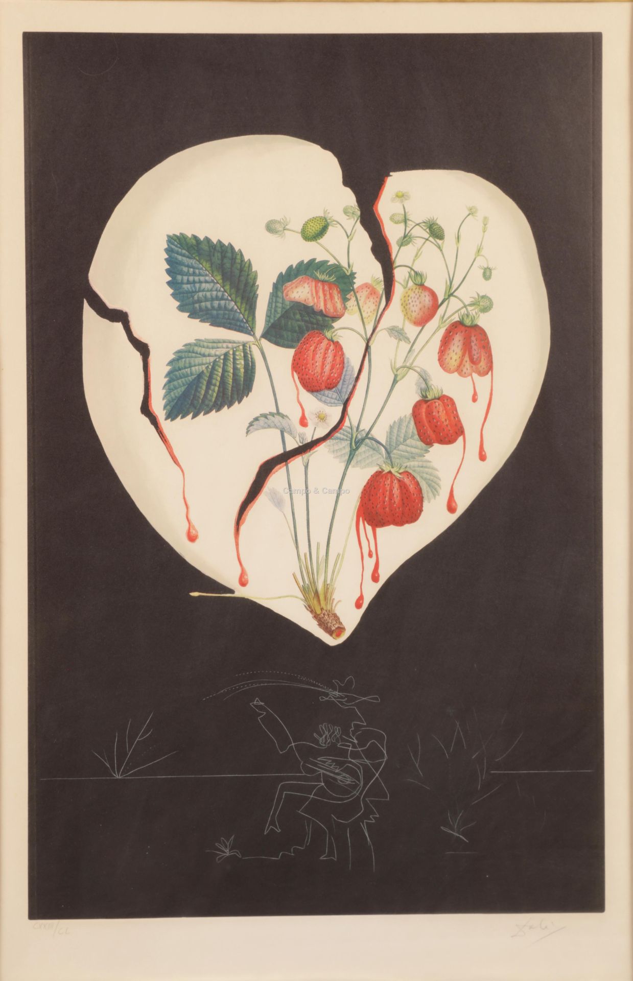 DALI Salvador 1904-1989 'Coeur de fraises'
Litho.
Get. Sig. (1970) 
Ex. CXXIII/C&hellip;
