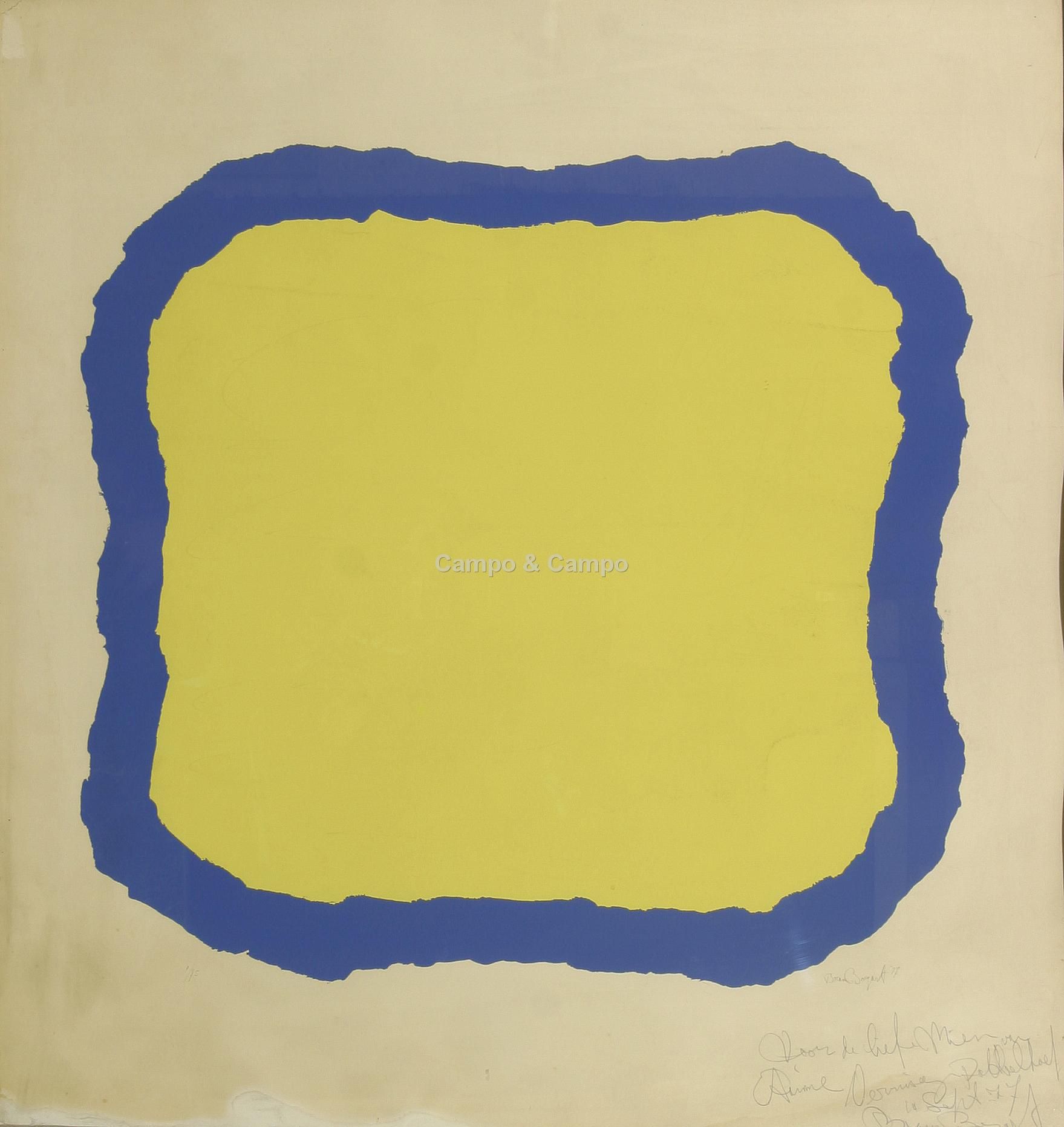 BOGART Bram 1921-2012 Carré jaune/bleu
Geel/blauw vierkant
Litho.
Get. Sig. '77 &hellip;