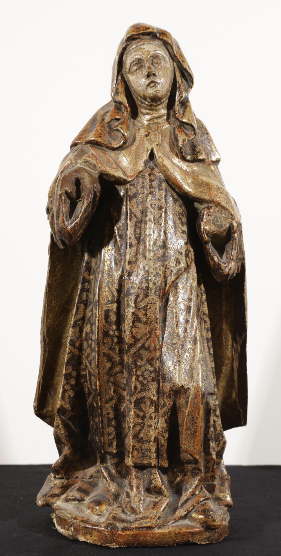 VARIA 1888-1975 圣巴巴拉，多色木雕塑
Heilige Barbara, beeld in polychroom hout
 H= 47 cm