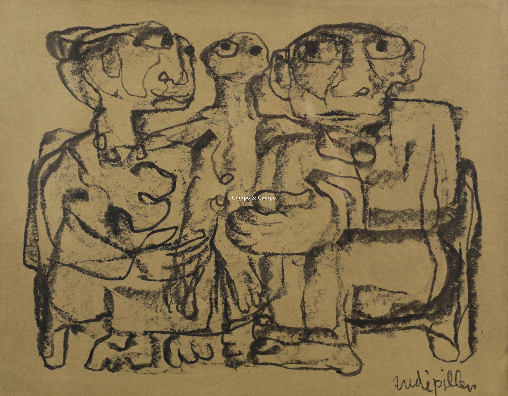 PILLEN RUDI 1931 Characters
Personages
Houtskooltek. Charcoal/paper
Get. Sig. 36&hellip;