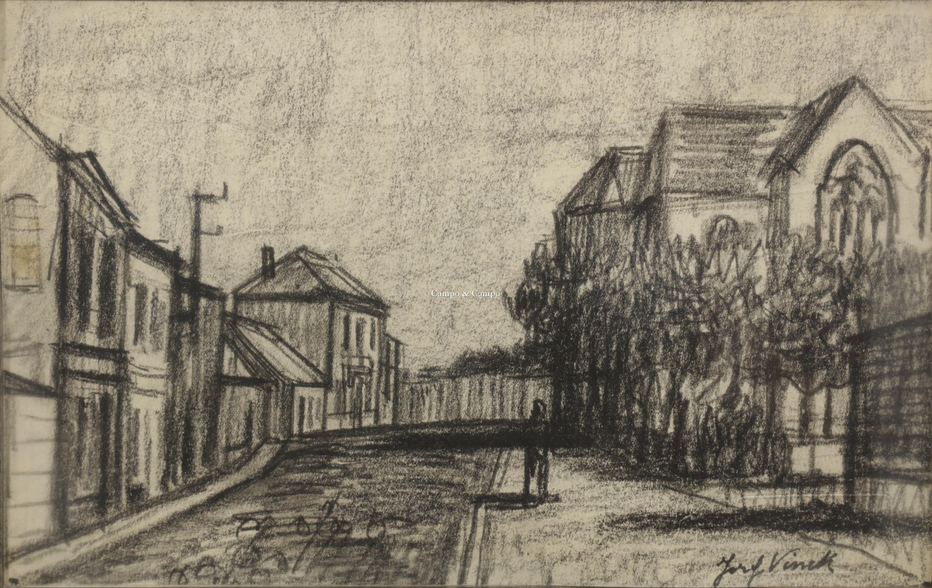 VINCK JOZEF 1900-1979 Vue de village
Dorpszicht
Houtskooltek. Fusain/papier
Get.&hellip;