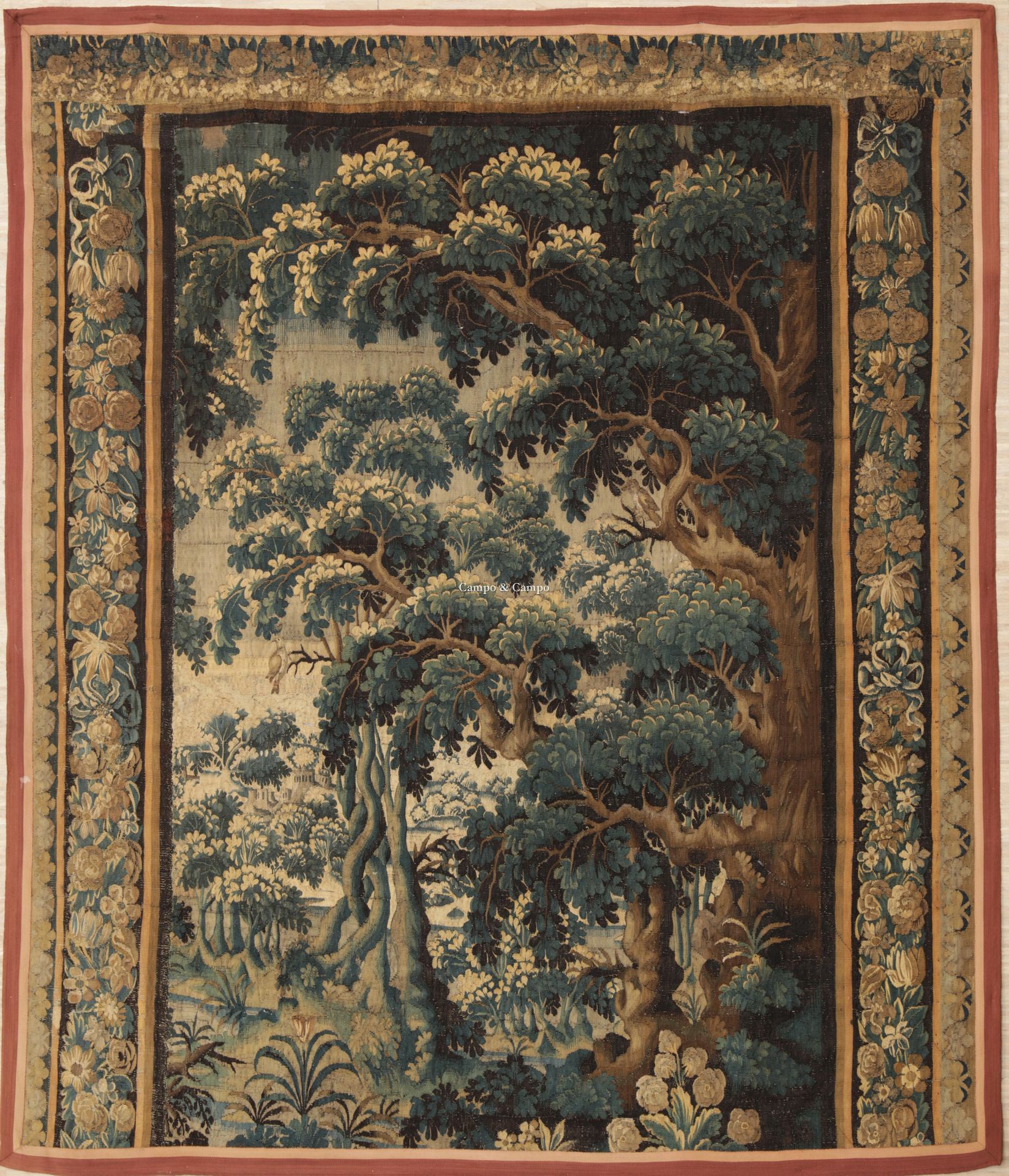 VARIA Fragment d'une tapisserie Aubusson à décor d'un paysage
Fragment van een A&hellip;