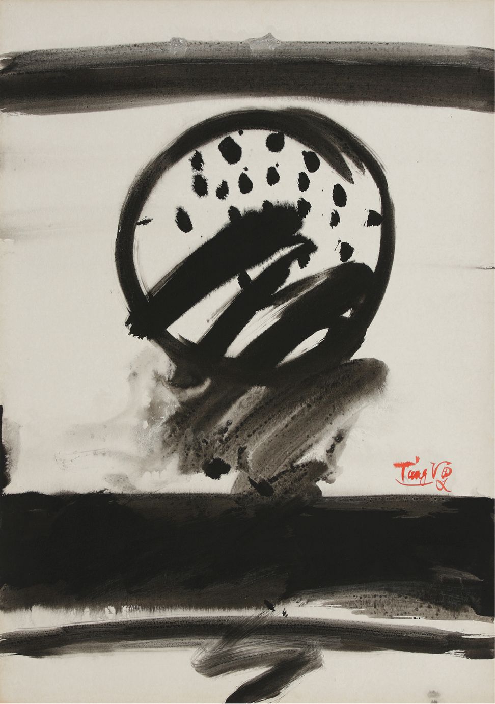 Null 
唐海文 (1927-1991)




无题》，约1970年，墨水在纸板上的Kyro




70 x 50厘米




签名右下方







&hellip;