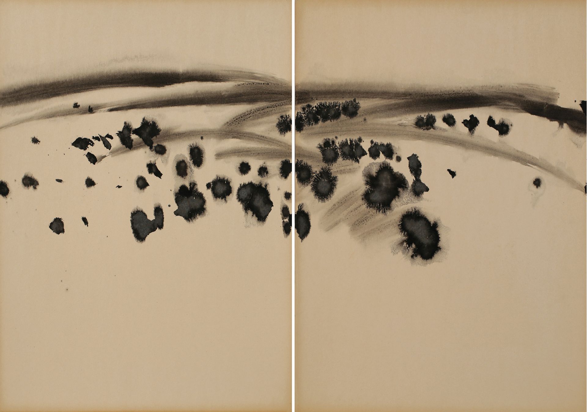 Null 
唐海文 (1927-1991)




无题》，约1976年，Kyro板上的墨水，双联画




70 x 100厘米 




无符号




在&hellip;