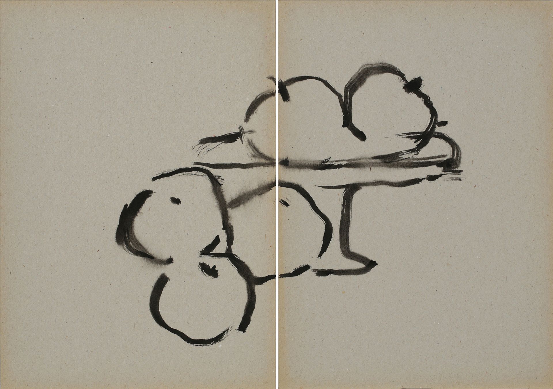 Null 
唐海文 (1927-1991)




无题，有苹果的静物，1975年，Kyro板上的墨水，双联画




29.5 x 42 厘米 




无符&hellip;