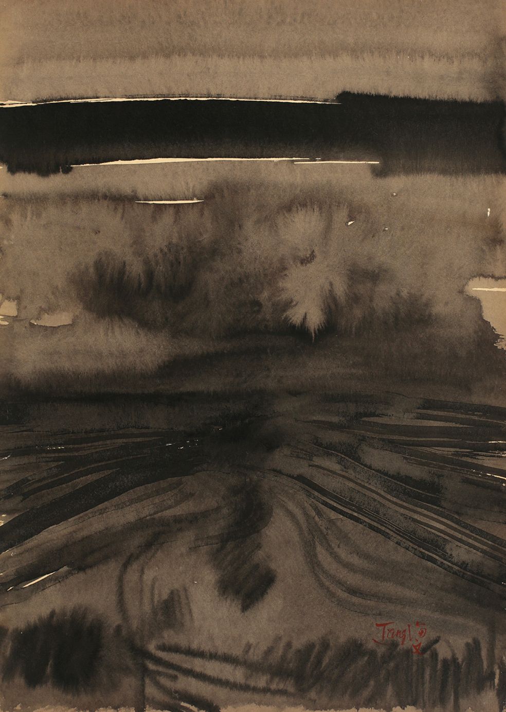 Null 
唐海文 (1927-1991)




无题》，约1966年，墨水在纸板上的Kyro




70 x 50厘米 




签名右下方 





&hellip;
