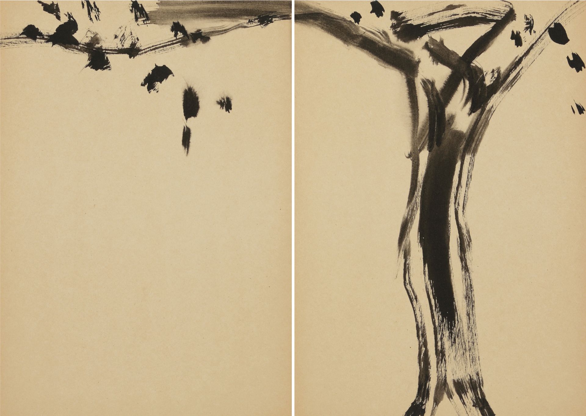 Null 
T'ANG Haywen (1927-1991)


Untitled, c.1975, ink on Tako board, diptych.

&hellip;