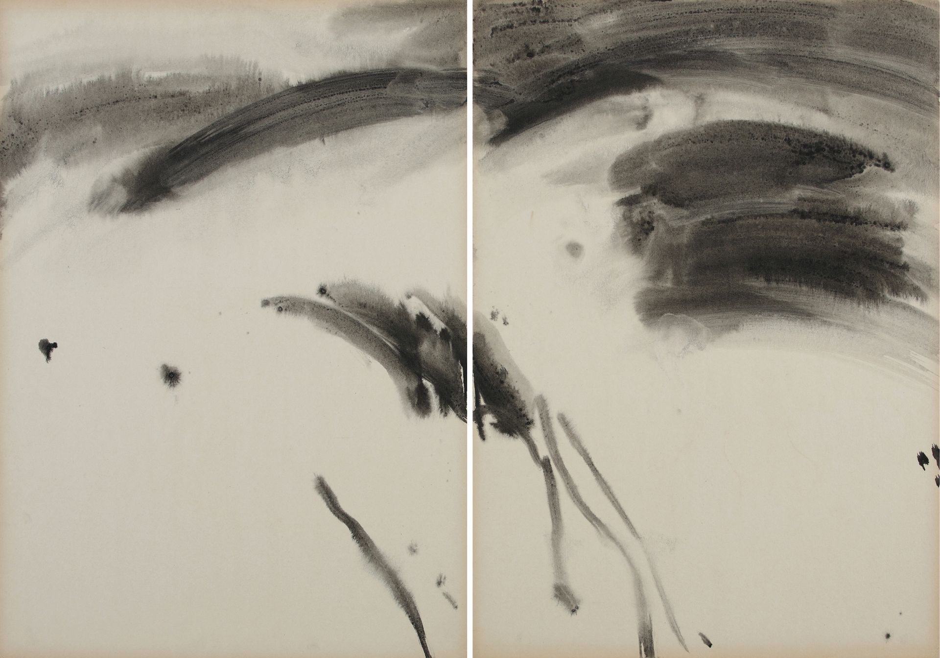 Null 
唐海文 (1927-1991)




无题》，约1974年，木板上的墨水，双联画




70 x 100厘米 




无符号








&hellip;