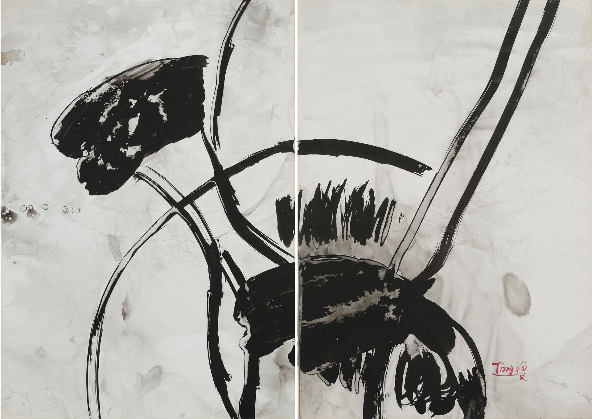 Null 
T'ANG Haywen (1927-1991)


Untitled, c.1972, ink on Kyro board, diptych


&hellip;