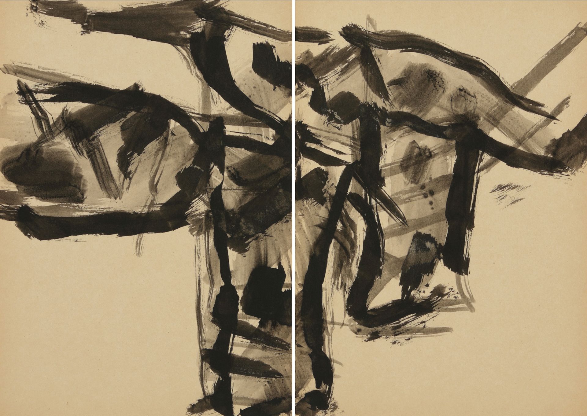 Null 
唐海文 (1927-1991)




无题》，约1975年，塔科板上的墨水，双联画




29,7 x 42 cm




无符号






&hellip;