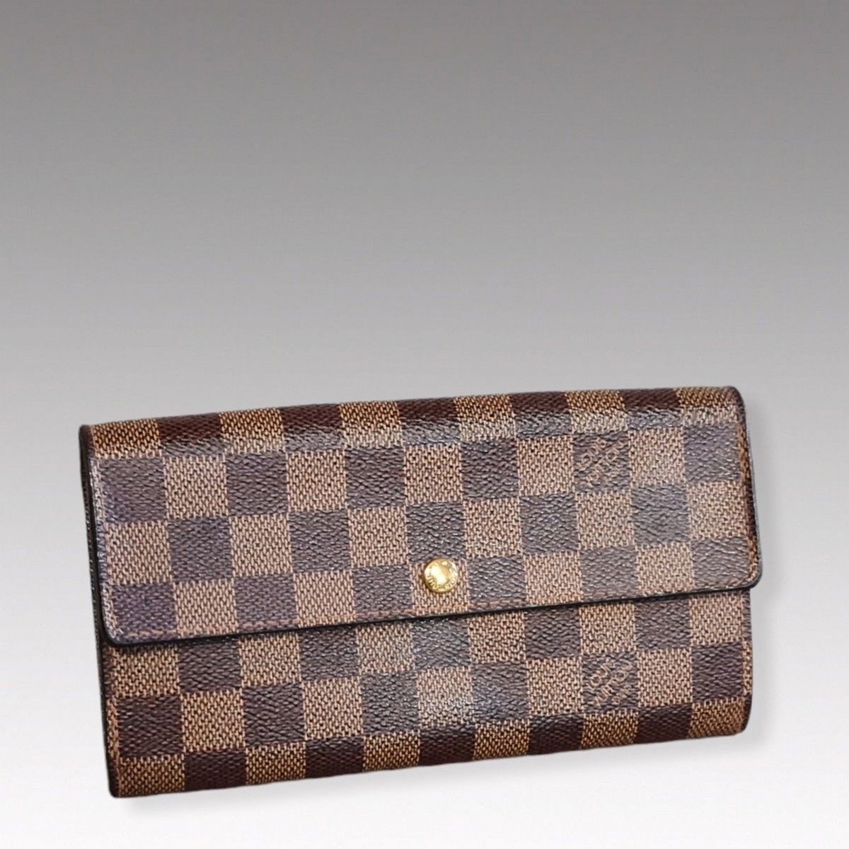 Null Louis VUITTON year 2005 - Wallet in ebony checkerboard canvas, snap fastene&hellip;