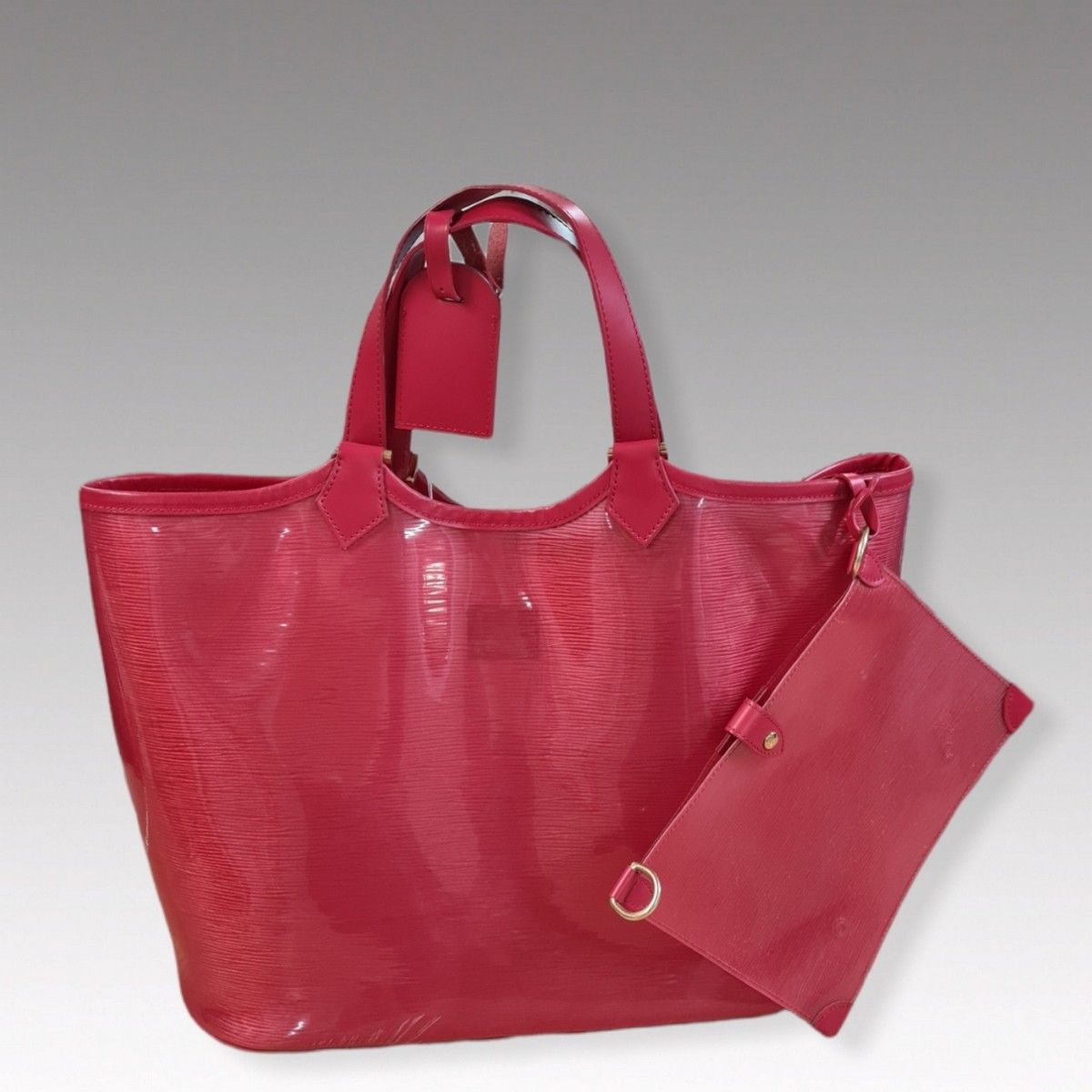 Null Louis VUITTON - "Lagoon Bay" 40 cm tote bag in red PVC and leather, double &hellip;