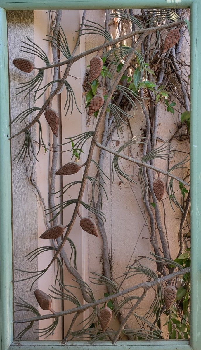 Null JOY DE ROHAN-CHABOT (1942年出生) 漆面铁质网格，带树枝和松果的网格。

105,5 x 58 cm

出处：Carolie &hellip;