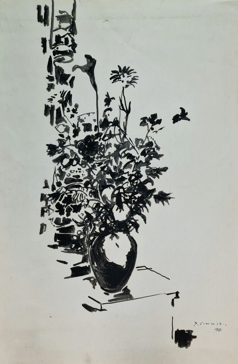 Null Yves-Jean COMMERE (1920-1986)
一套两张纸上的中国墨水，包括
- 花瓶
右下角有签名，日期为1972年
100 x 65 &hellip;