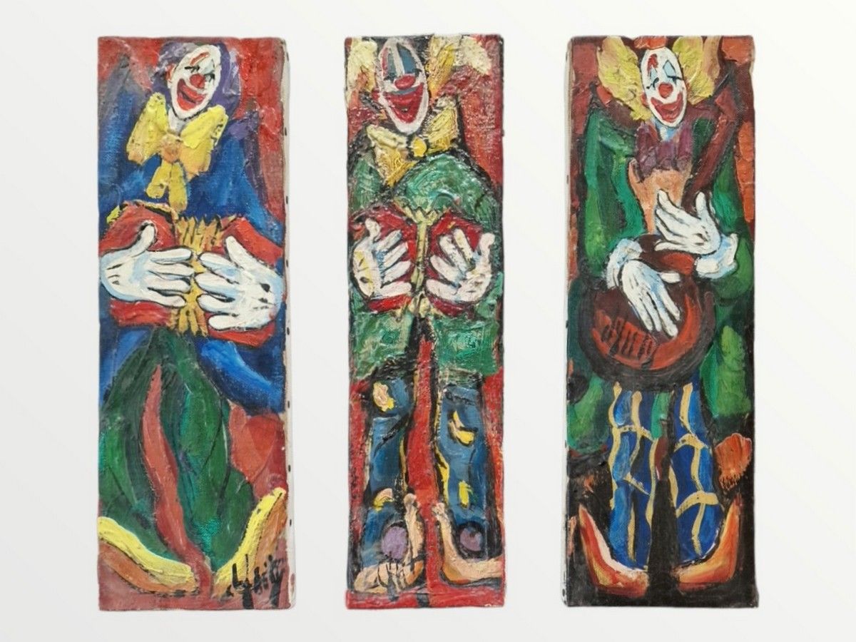 Null 亨利-德安蒂 (1910-1998)
布面油画三件套
- 小丑多纳蒂恩
- 小丑安塞姆
- 小丑艾玛
底部有签名，背面有会签和标题
两幅44.5 x &hellip;