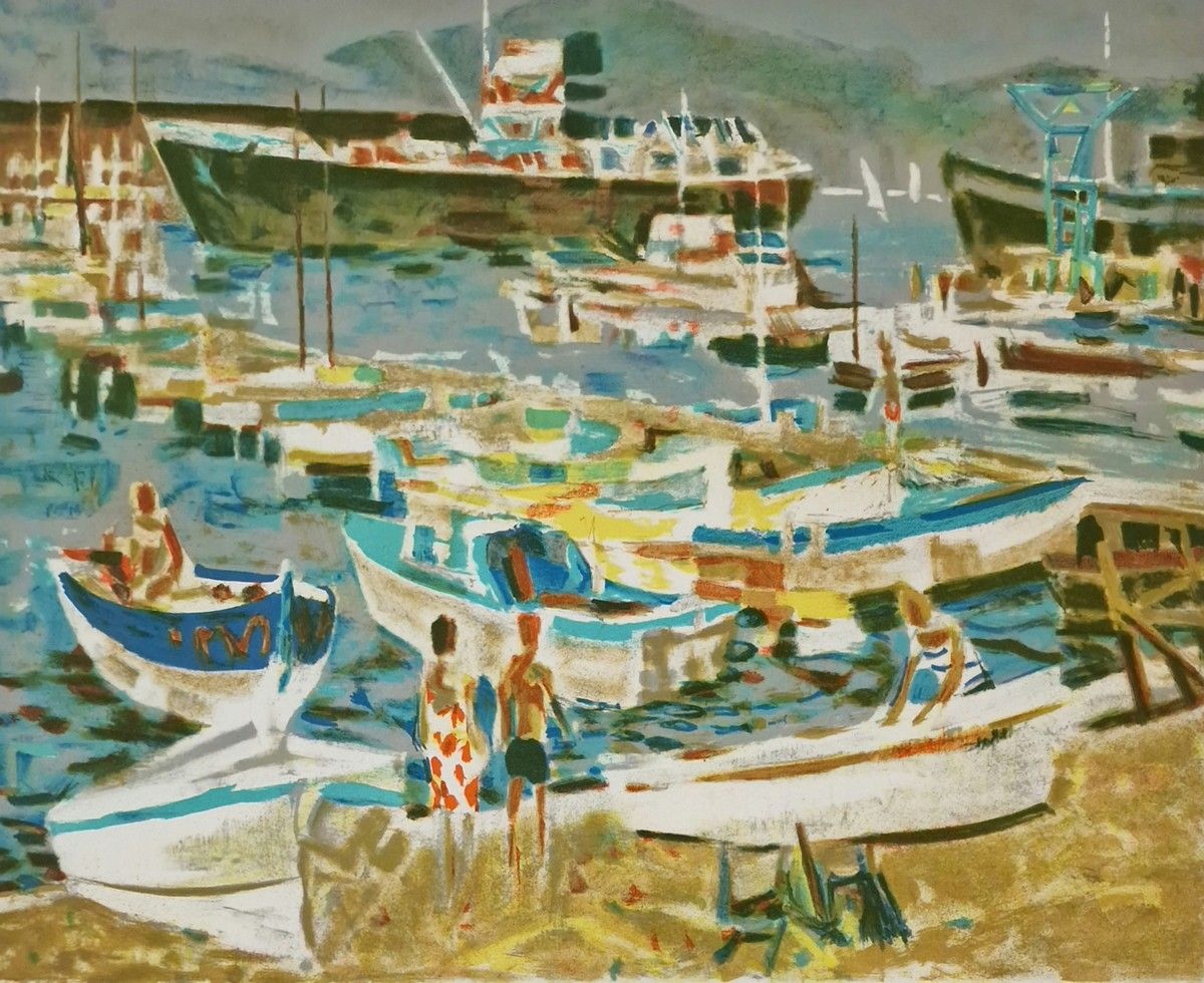 Null 一套三幅石印画，包括
- 皮埃尔-埃米尔-加布里埃尔-莱隆(1908-1984)
海边的风景和海鸥
右下方有签名，编号198/250
76 x 54 &hellip;
