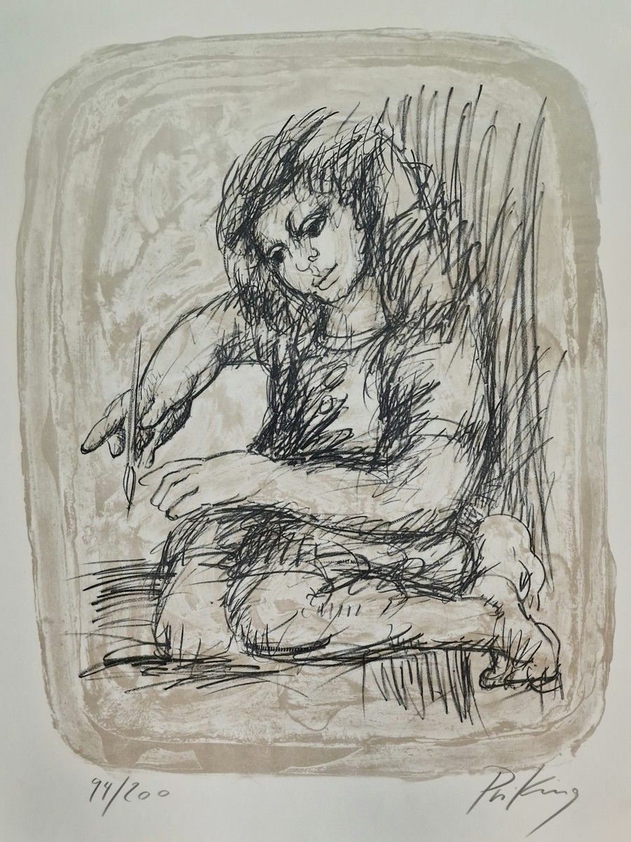 Null 弗朗茨-普里金(1929-1979)
拿着画笔的女人
石版画
右下角有签名，编号为94/200
81,5 x 64 cm

出处 l 画家Marces&hellip;