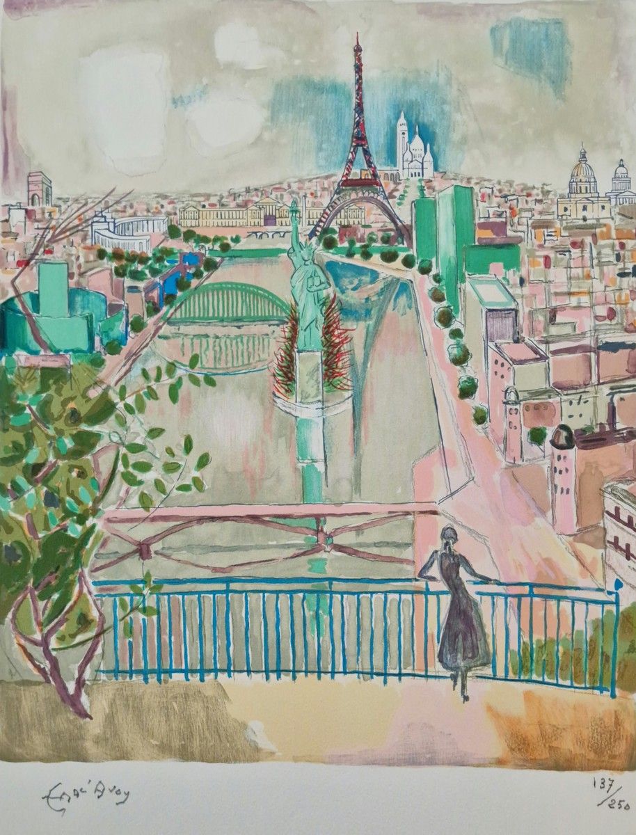 Null Edouard Georges MACAVOY (1905 - 1991)
Blick auf Paris
LITHOGRAPHIE
Unten li&hellip;