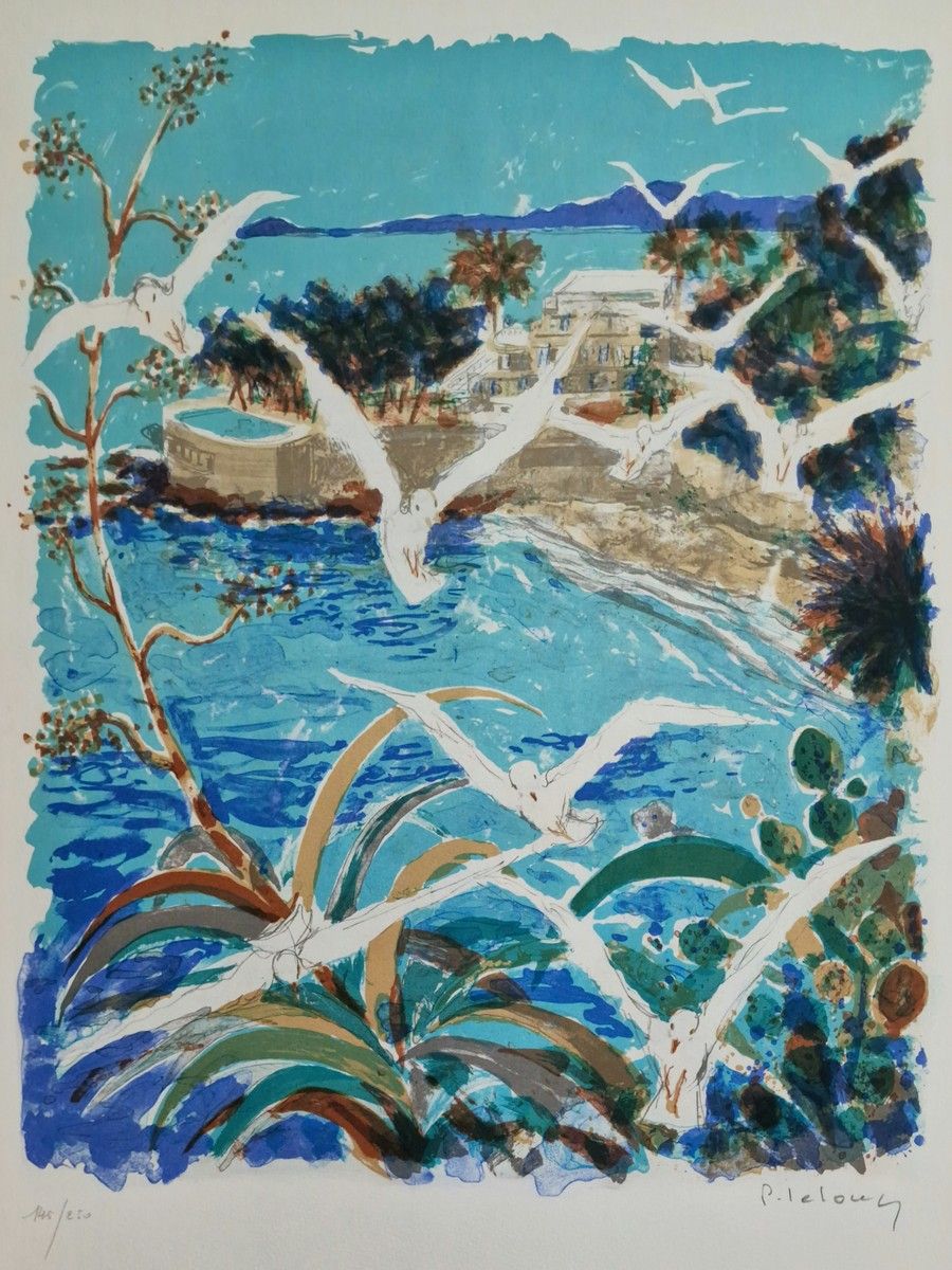 Null 一套两幅石印画，包括
- 皮埃尔-埃米尔-加布里埃尔-莱隆 (1908-1984)
有海鸥的海边景色
右下方有签名，编号146/250
76 x 54&hellip;