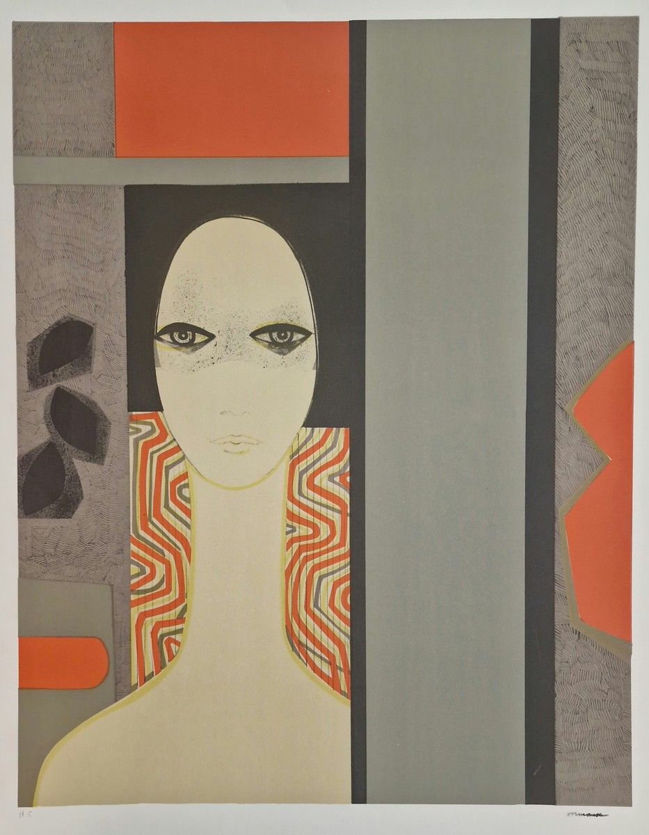 Null 安德烈-米诺(André MINAUX) (1923-1986)
一套五幅石印画，包括 
- 女性面孔的构图
右下角有签名，注明 "无商业"。
84 &hellip;