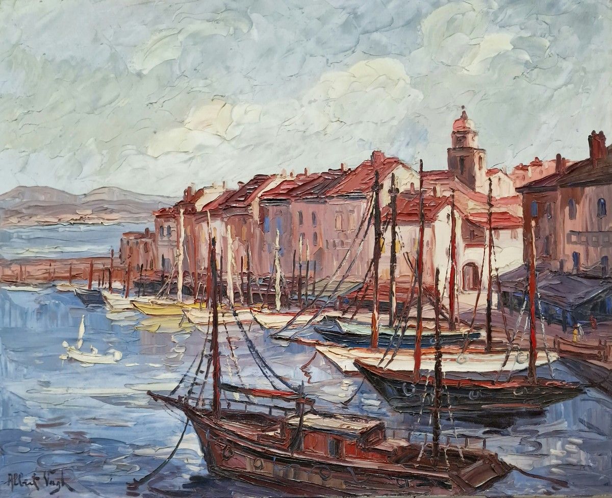 Null 阿尔伯特-瓦格-魏因曼(1931-1983)
一套三幅油彩画，包括
- 圣特罗佩港
左下方有签名，背面有会签和标题
54 x 65 cm
- 圣特罗佩&hellip;