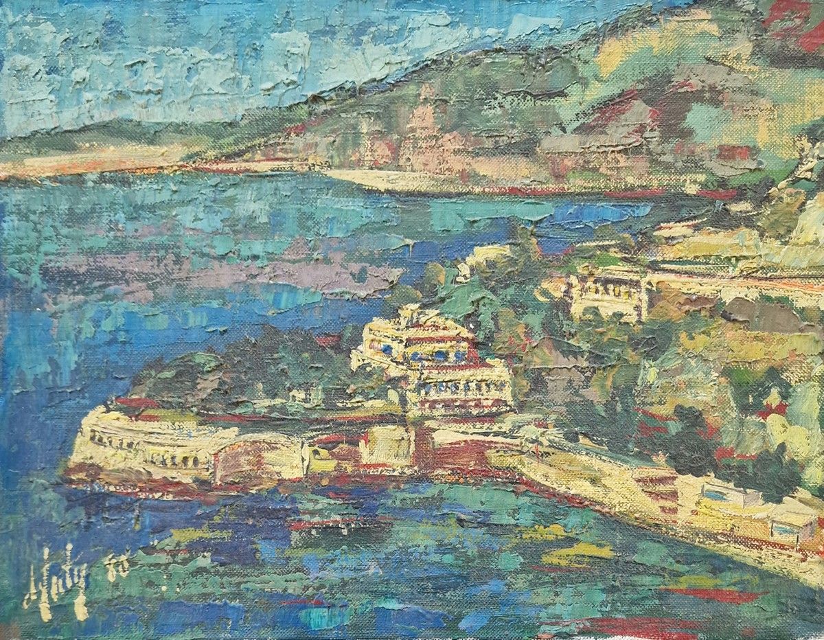 Null 亨利-德安蒂 (1910-1998)
海岸线的景色
油彩画布上
左下方有签名，日期为1980年
背面有连署和标题
27x 35厘米

出处 l 画家M&hellip;
