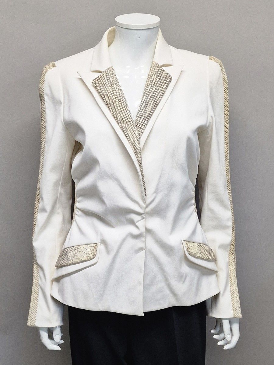 Null Thierry MUGLER COUTURE - 白色棉质夹克，有类似蟒蛇的面料
BE (污渍和变黄)